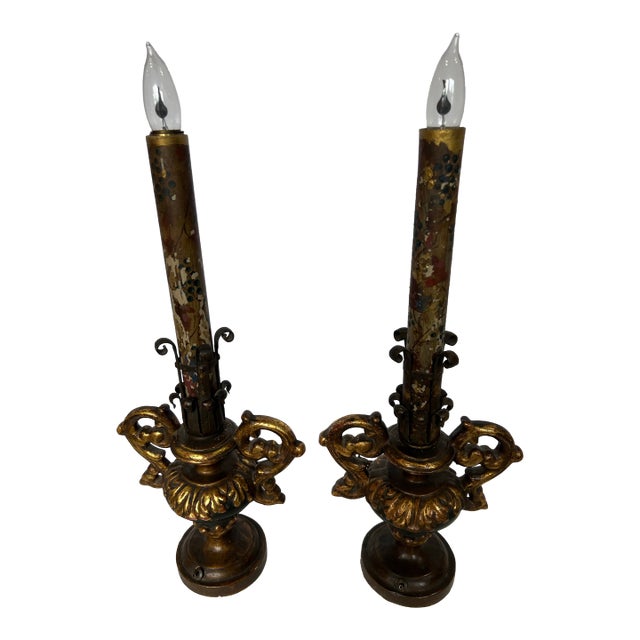 Antique Palmas Urn Table Lamps a Pair For Sale
