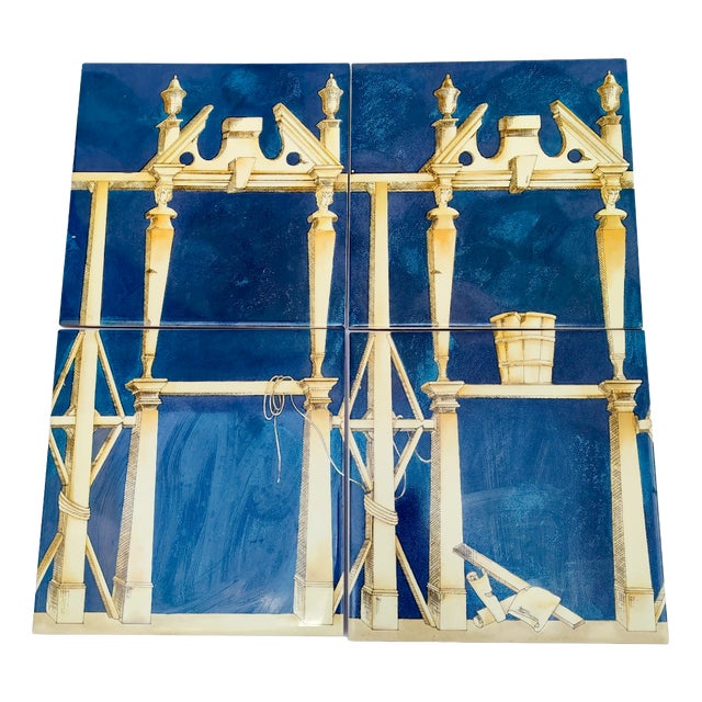Ceramic La Casa Degli Efebi Tiles by Gio Ponti for Casa Bardelli, 1980s, Set of 4 For Sale