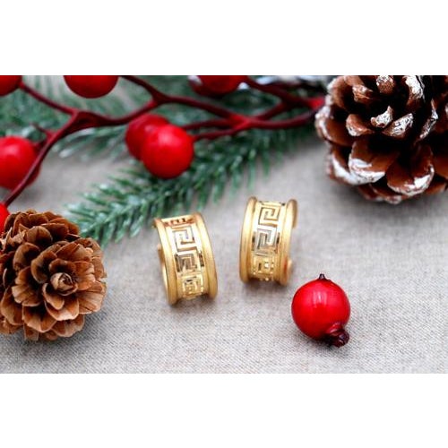 Gold Earrings with Greek Friezes, Set of 2 For Sale - Image 4 of 8