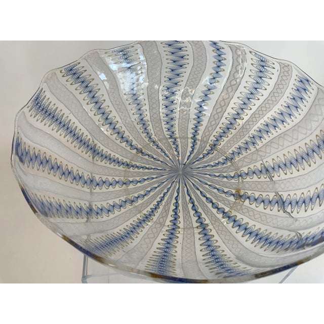 Glass Large Vintage Murano Venetian Glass Central Bowl For Sale - Image 7 of 10