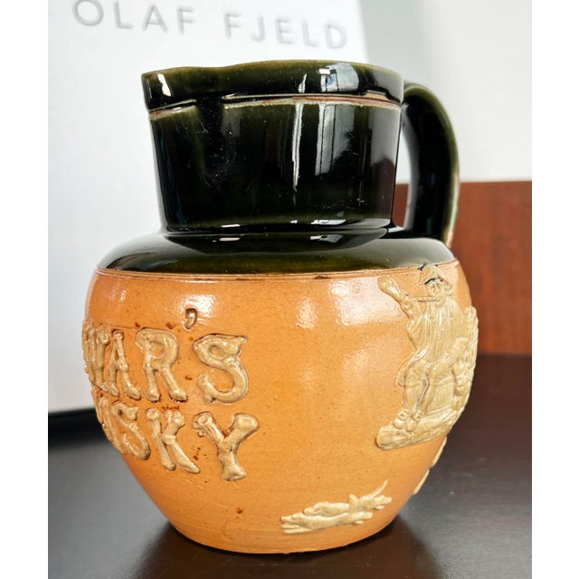 Ceramic Rare Antique 1900's Royal Doulton Dewar's Whiskey Salt Glazed Ceramic Pitcher For Sale - Image 7 of 12