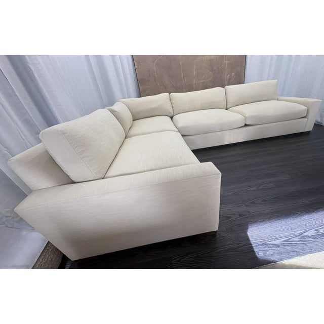 Sand Rh Maxwell Left-Arm L-Sectional | Classic | Down | Perennials® Performance Textured Linen Weave – Dune For Sale - Image 8 of 18
