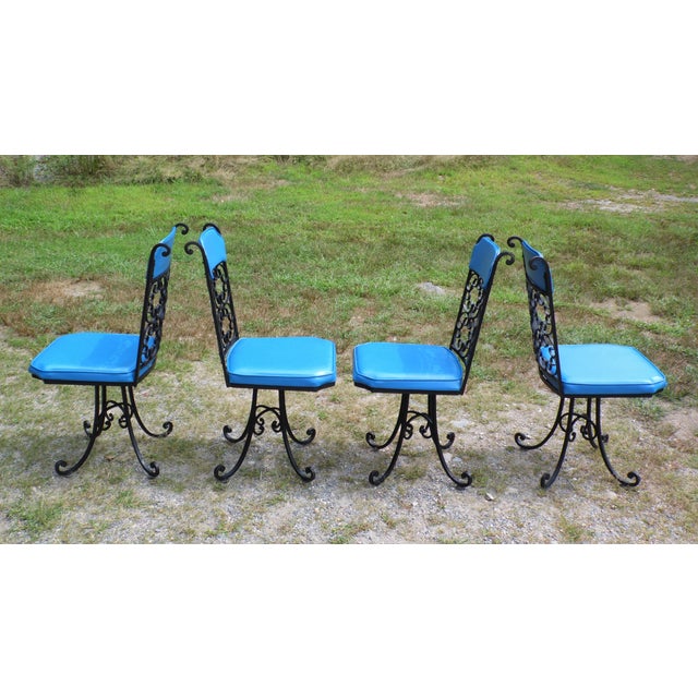 Vintage Mid Century Modern Antarenni Wrought Iron Patio Dining Chairs