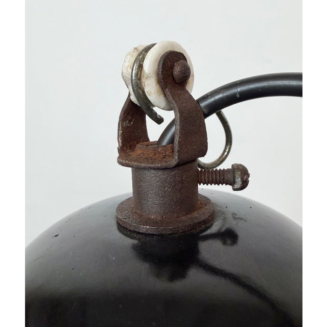 Industrial Black Enamel Factory Pendant Lamp, 1950s For Sale - Image 14 of 18