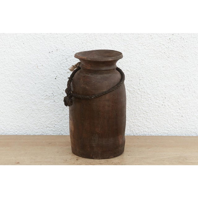Antique Patina Farmhouse Wooden Vase For Sale - Image 4 of 6