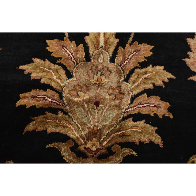 Agra Rug 9’1” X 12’2” Black Woo/Silk Traditional Hand-Knotted Oriental Carpet For Sale - Image 4 of 12