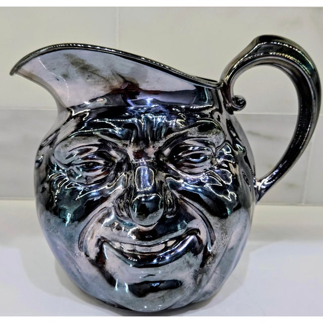 Reed & Barton Vintage Reed & Barton “Sunny Jim” Silver Plate Figural Face Water Pitcher, Marked 5640 – Mid‑Century Barware & Collectible Serveware For Sale - Image 4 of 10