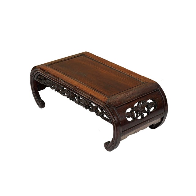 This elegant low-standing display table, kang coffee table , likely used as a pedestal for bonsai or fine scholars'...