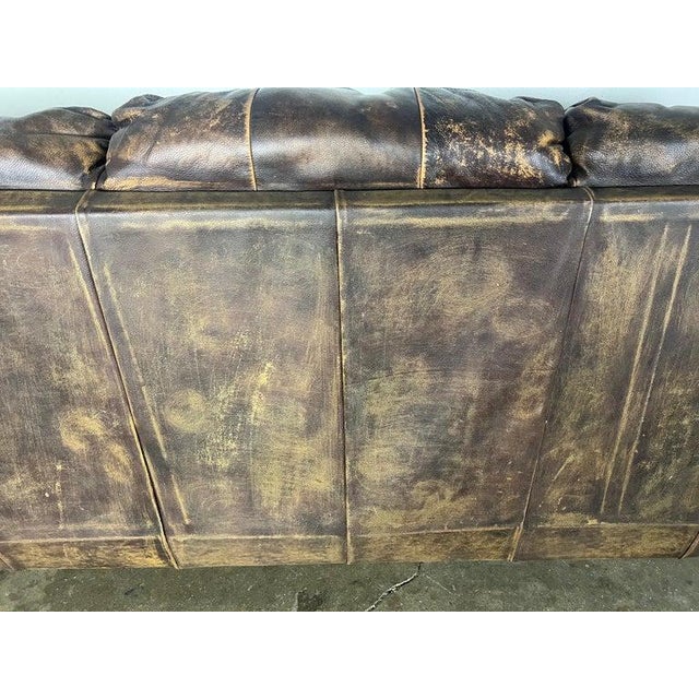 Vintage Distressed Leather Sofa With Lion Paw Feet For Sale - Image 16 of 16