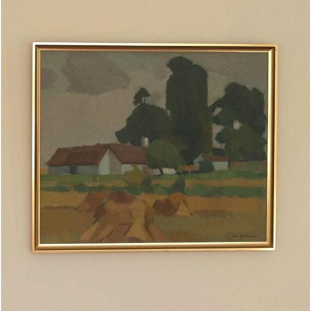 Mid-Century Modern Richard Björklund, Village, 1950s, Oil on Canvas For Sale - Image 3 of 18