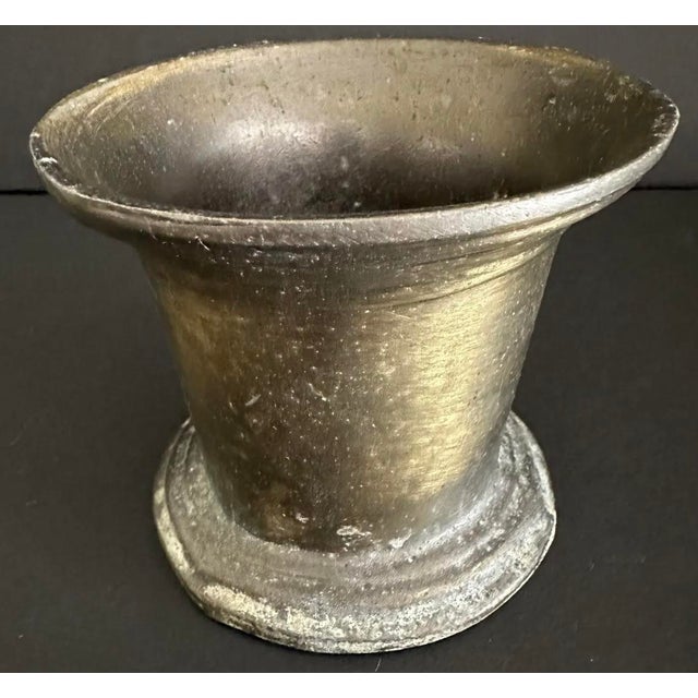 Traditional Vintage 1900s Solid Brass Mortar Apothecary Pharmacy Herb/Spice Grinder For Sale - Image 3 of 6