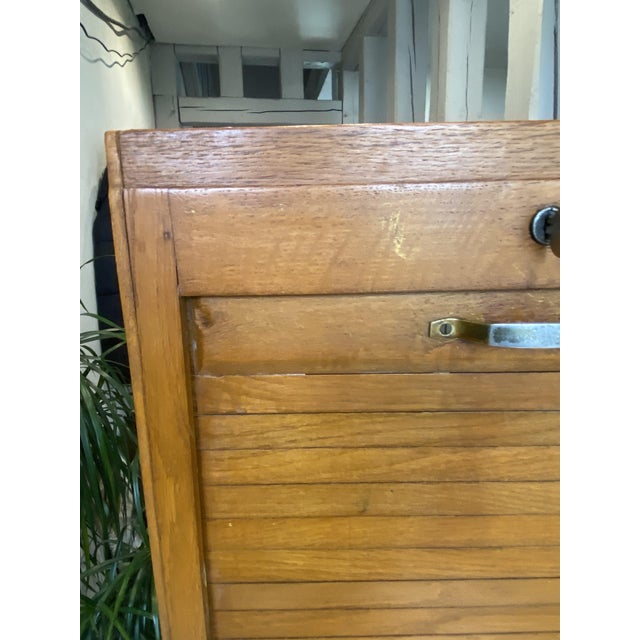Oak Roll-Top Filing Cabinet, 1950s For Sale - Image 12 of 18