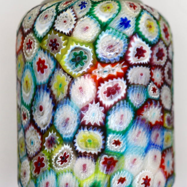 Glass Mid-20th Century Murano Fratelli Toso Millefiori Art Glass Paperweight Container For Sale - Image 7 of 9