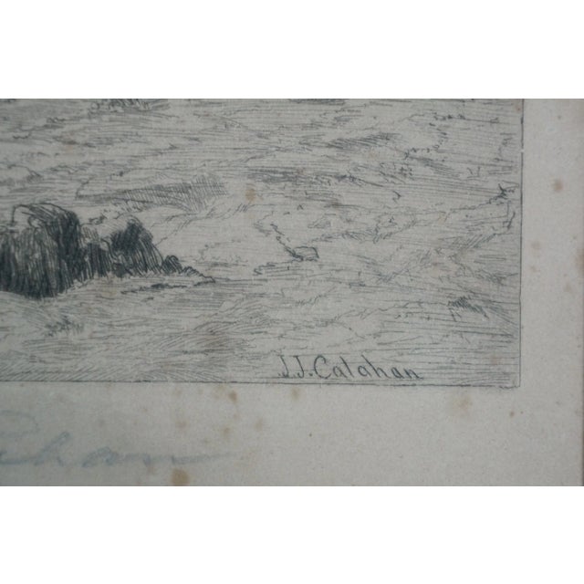 Black Antique James J Calahan Signed Panaramic Water Mill Riverscape Etching 25" For Sale - Image 8 of 12