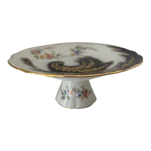 1980s Vintage "Casati Fine Porcelains" Germany Floral & Decorative Hand Painted Cake/Desert Pedestal