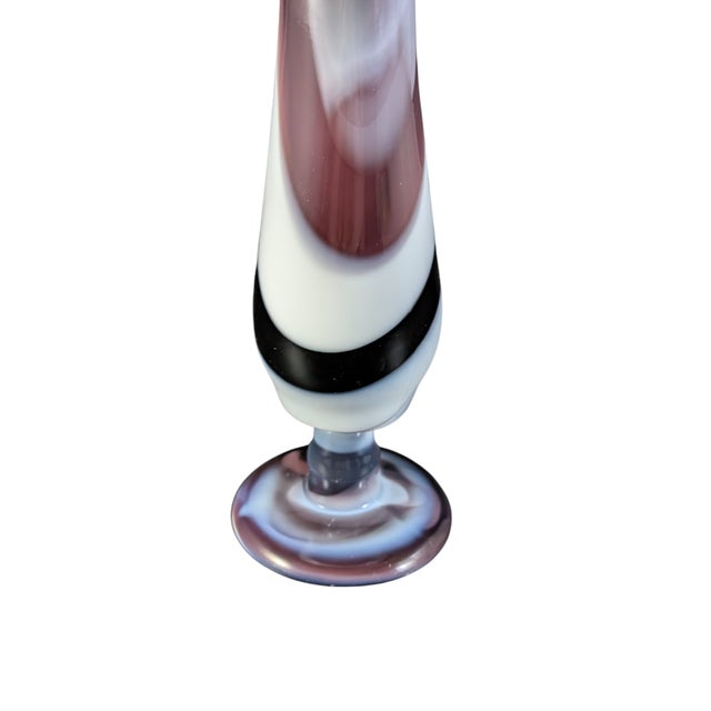 Mid-Century Modern Vintage Westmoreland Purple White Slag Swung Glass Bud Vase 10.25" For Sale - Image 3 of 6