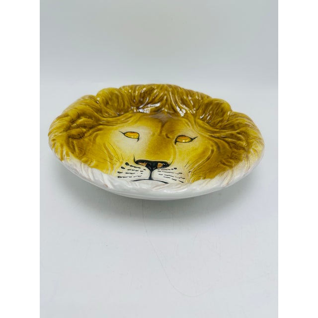 1970s Italian Vintage Ceramic Lion Plate For Sale - Image 5 of 7