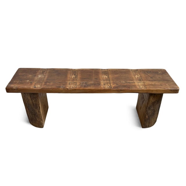 Late 20th Century Vintage Log & Panel Rustic Bench For Sale - Image 5 of 10