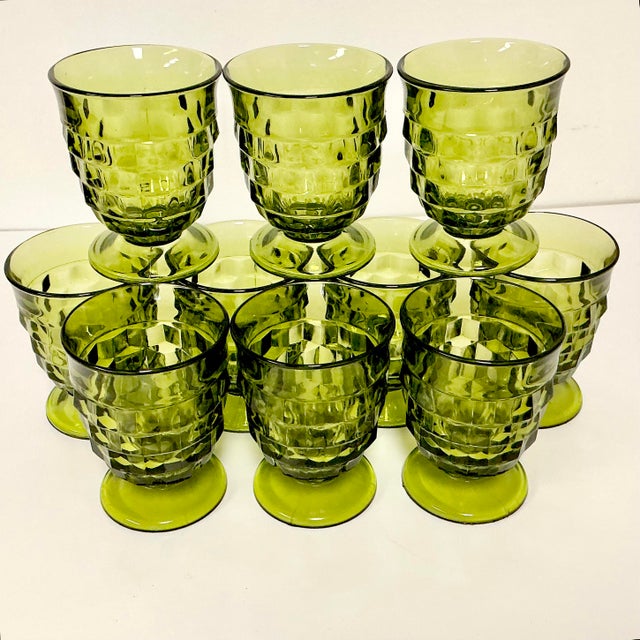 1960s Vintage Boho Chic Americana Indiana Glass Whitehall Pitcher & Glassware Set - 17 Pieces For Sale - Image 16 of 17