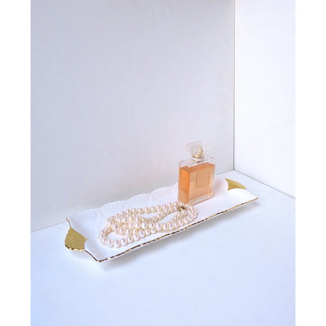 White and Gold English Porcelain Tray, Circa Early-20th Century For Sale - Image 11 of 15