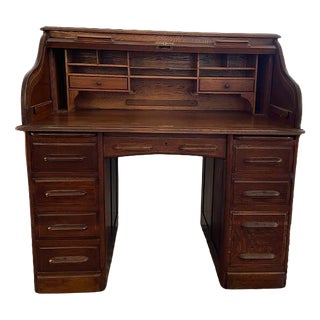 Antique Oak Director's Roll-Top Desk For Sale