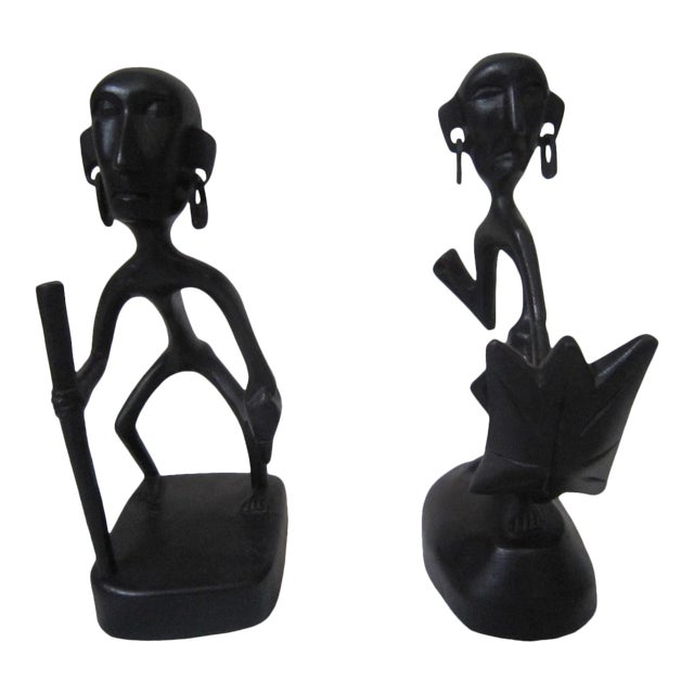 African Carved Figures Set of 2 Chairish