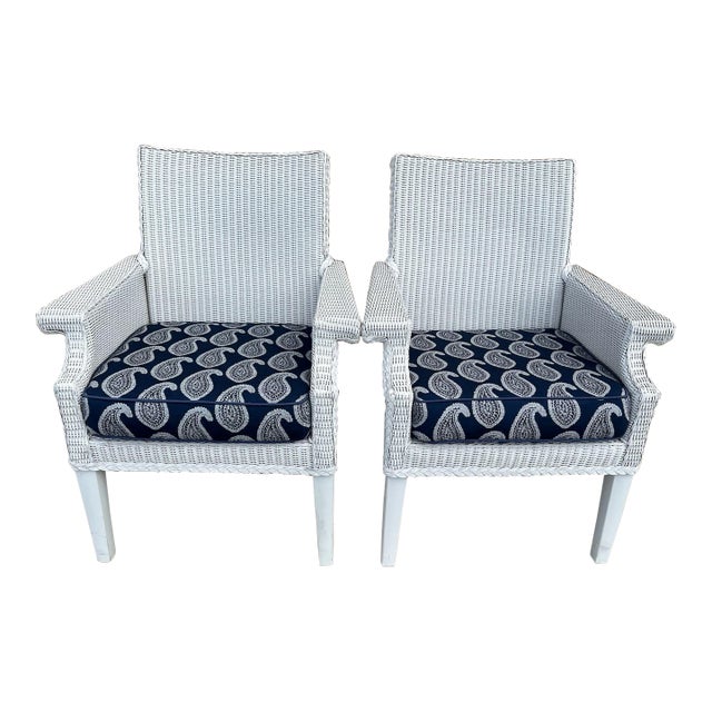 Pair of Lloyd Flanders Hampton Armchairs For Sale