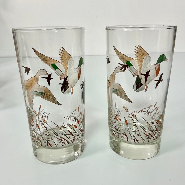 Mid 20th Century Rustic Americana Libbey Mallard Duck Tumblers - Set of 8, Thanksgiving. For Sale - Image 11 of 12