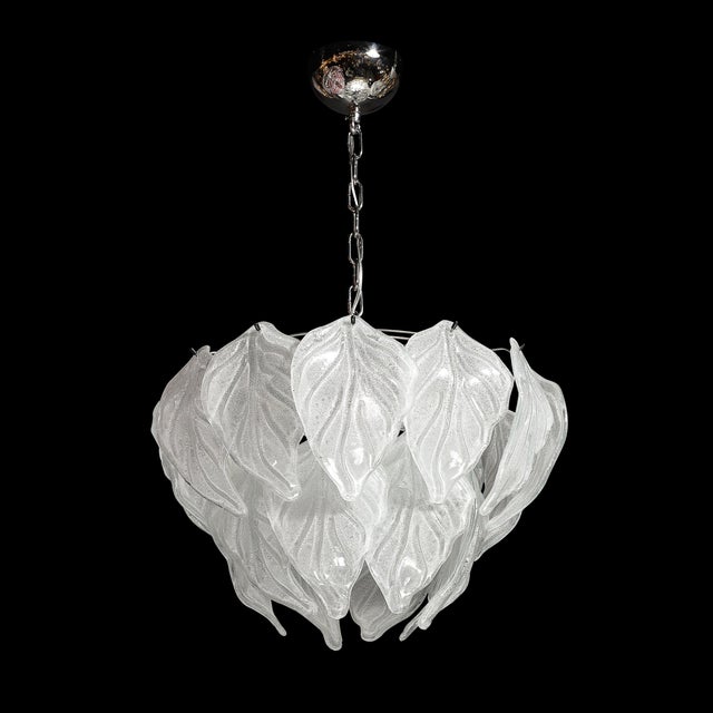 Mid-Century Hand-Blown Leaf Form Mottled Murano Glass Chandelier by Mazzega For Sale - Image 15 of 17
