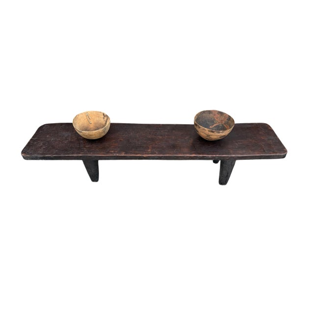 1980s Vintage Large-Tribal-Wood-Senufo-Coffee-Table stool-78.5" W For Sale - Image 5 of 10