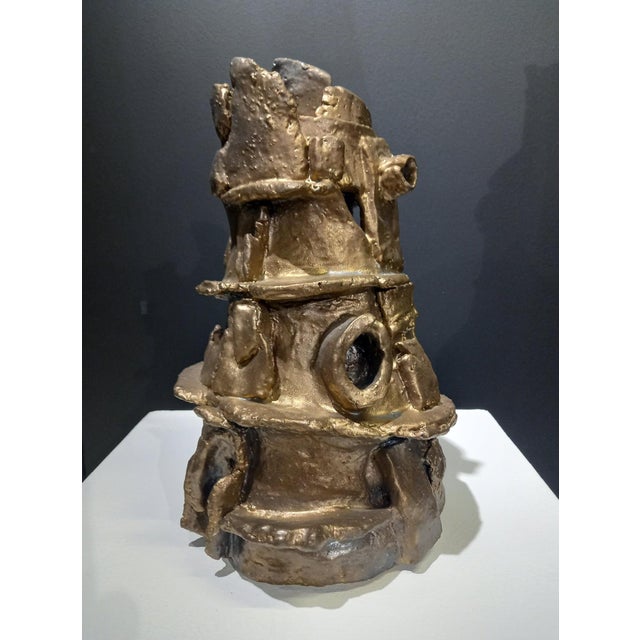 14" Architectural Brutalist Ceramic Sculpture Vase 'Babel' by Diane Grant For Sale - Image 4 of 9