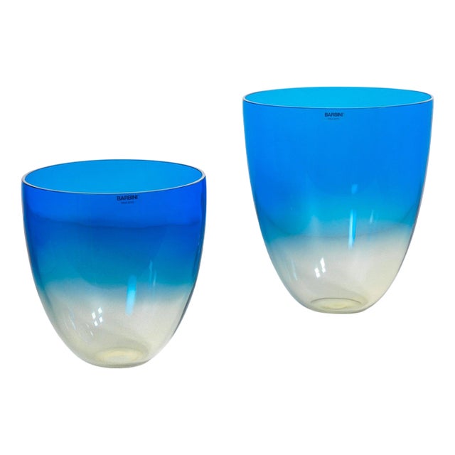 Blown Glass Vases from A. Barbini, Set of 2 For Sale