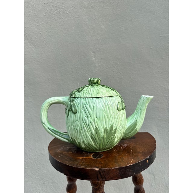 Ceramic Vintage Majolica Style - Seymour Mann Toucan Teapot - Hand Painted For Sale - Image 7 of 10