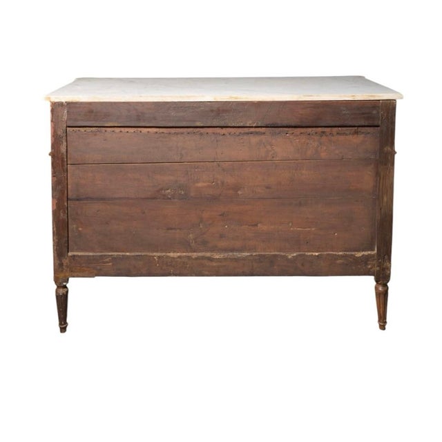 Early 19th Century 19th Century French Louis XVI Walnut Marble-Top Commode For Sale - Image 5 of 5