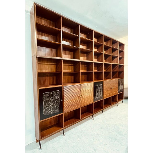 Bookcase Veneered in Mahogany with Elements Engraved by Tommaso Gnone ...