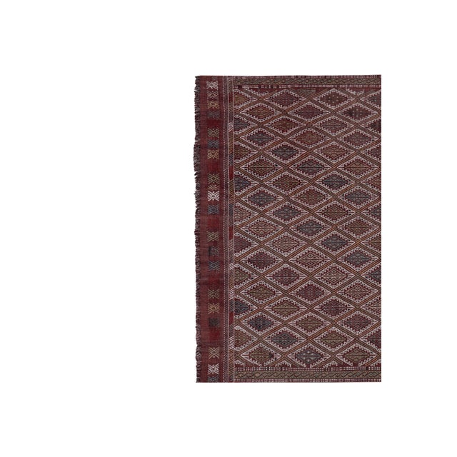 Mid-Century Modern Vintage Turkish Jajim Rug 4'8'' X 7'1'' For Sale - Image 3 of 10