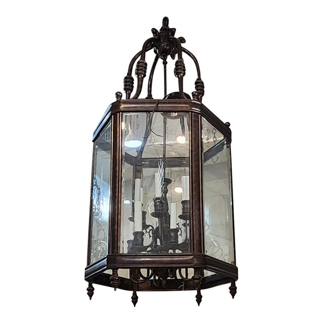 1990s Bronze Large Hanging Lantern For Sale