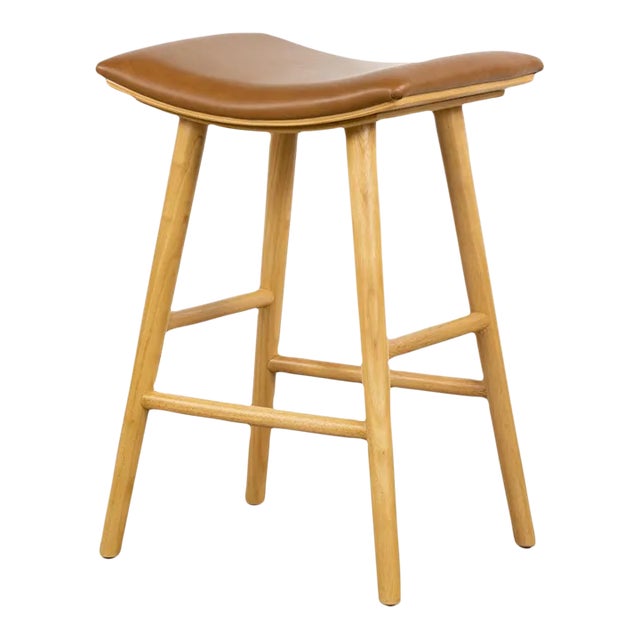 Four Hands Union Saddle Counter Stool, Smoked Natural For Sale