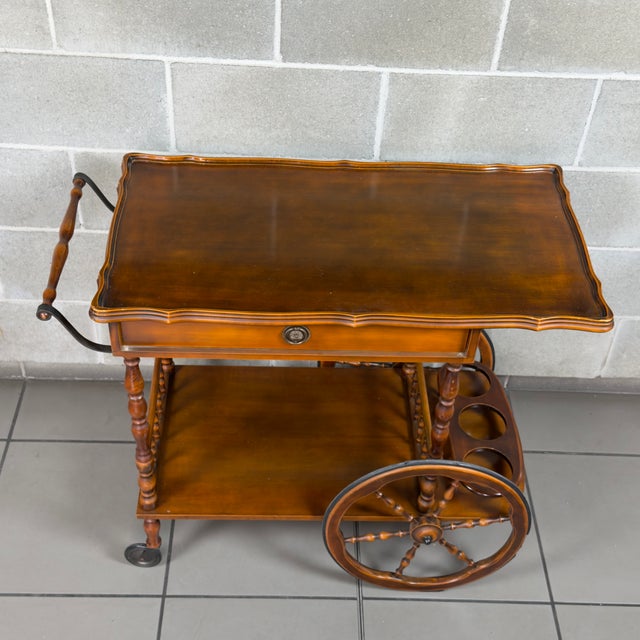 Vintage Wooden Bar Cart, Italy, 1960s For Sale - Image 4 of 11