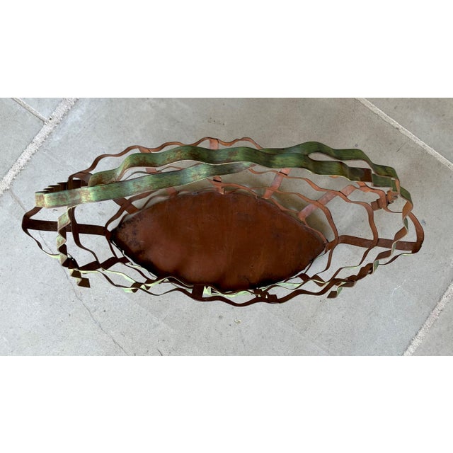 Rustic Chic Late 20th-Century Whimsical Crimped Steel Planter Basket For Sale - Image 9 of 18