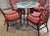 Mid 20th Century David Francis Attributed, Rattan Dining Set With Coveted “Spider Back” Coastal Design. Leather Bindings, Quality Construction and Coral Damask Fabric. For Sale - Image 5 of 8