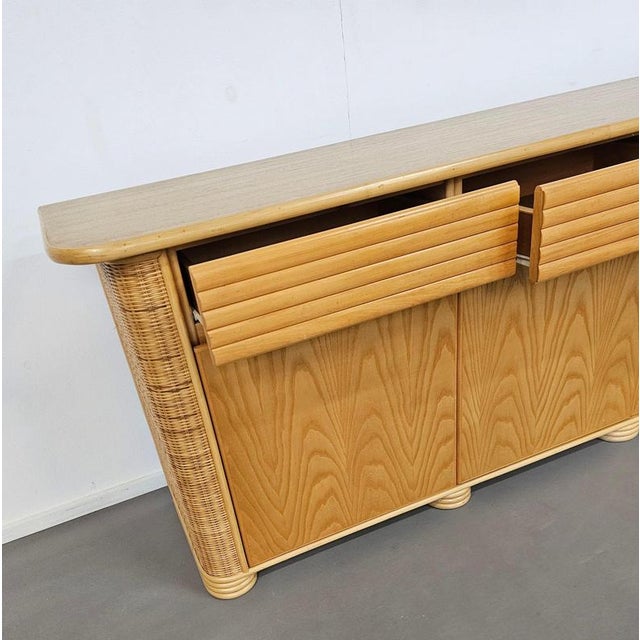 Wood, Bamboo and Rattan Sideboard by Roberti Rattan, 1970s For Sale - Image 11 of 18