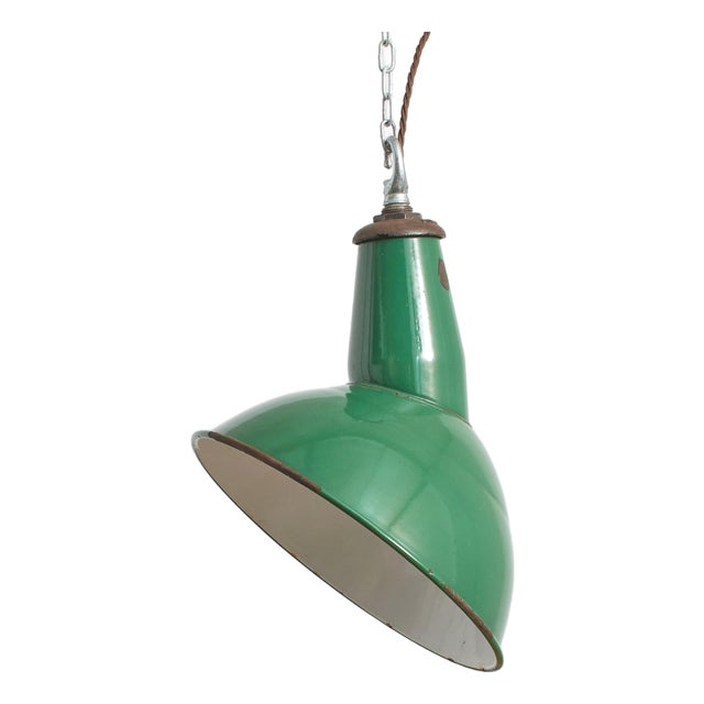 Green Enamel Parabolic Light from Benjamin, 1940s For Sale