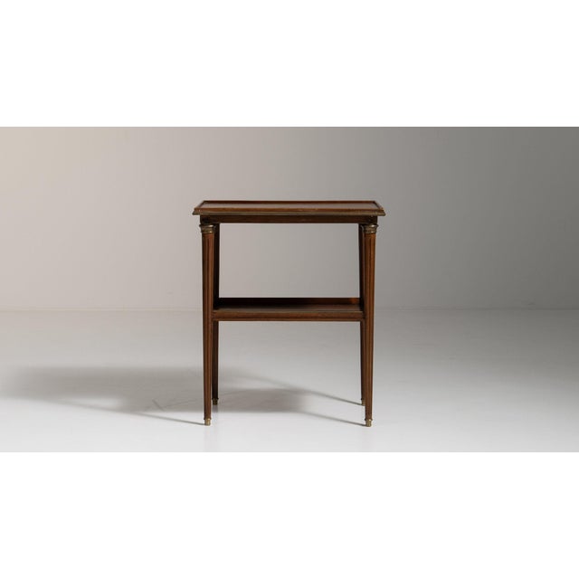 19th Century France Rich Walnut Brown Carved Walnut Side Table With Shelf For Sale - Image 10 of 11
