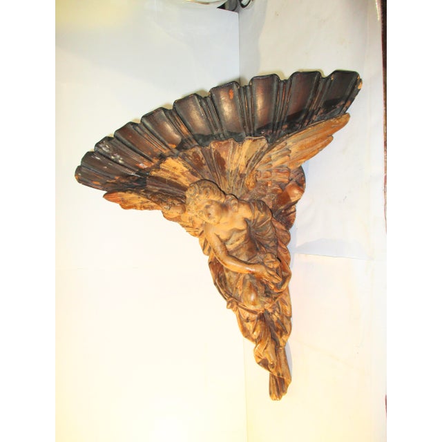 Art Nouveau Antique Carved Italian Corner Shelf Bracket For Sale - Image 3 of 12