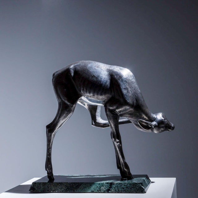 1950s Naturalistic Silver Doe Sculpture by Sirio Tofanari (1886-1969) For Sale - Image 11 of 18