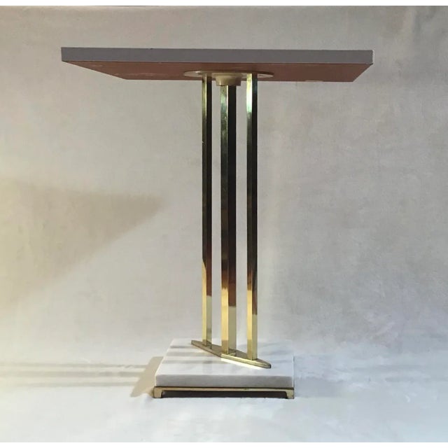 1970s 1970s Hollywood Regency Brass Accent Table Marble Base For Sale - Image 5 of 11