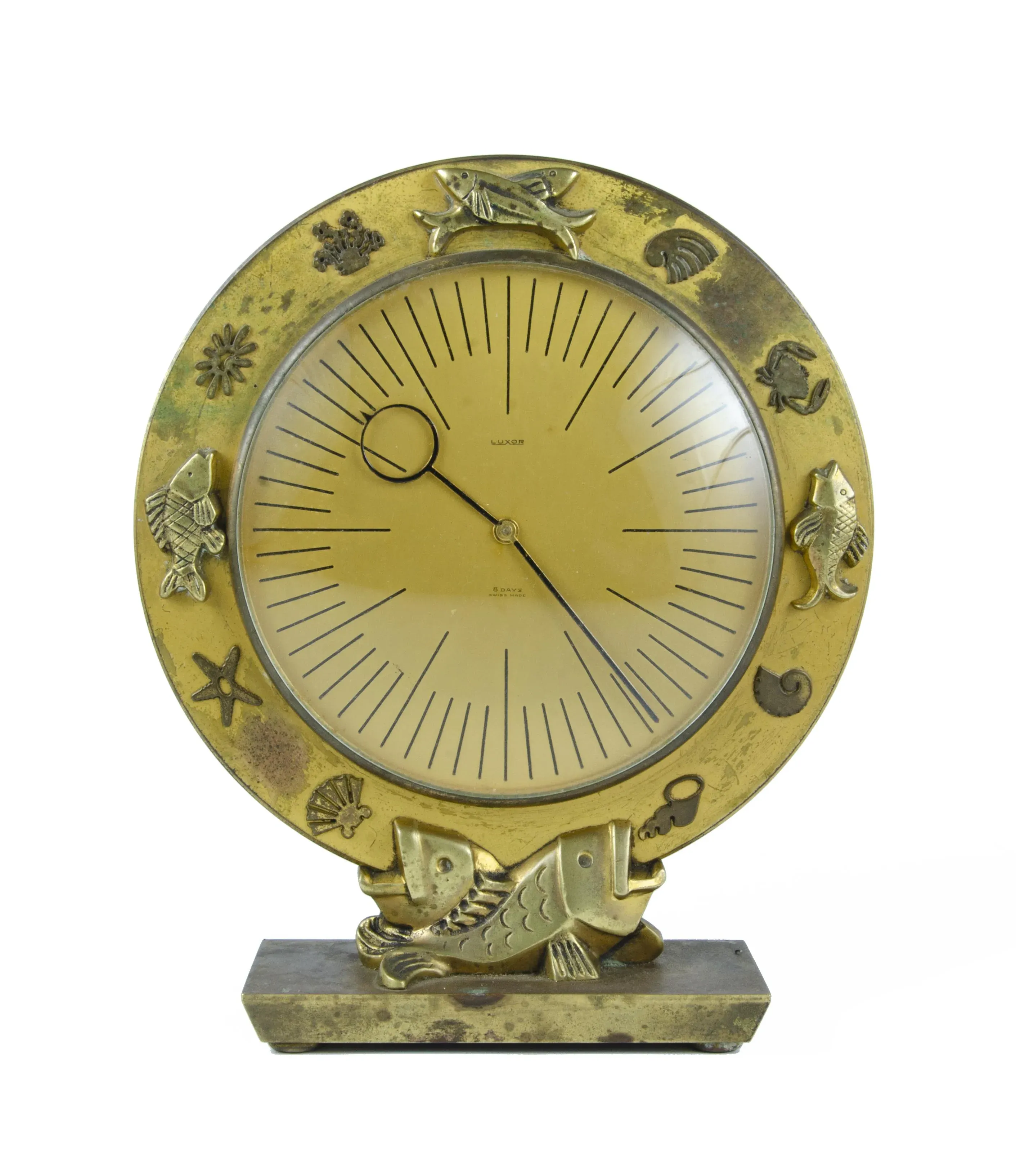 ヴィンテージ TMHOP STRIKING 置き時計 ゴールド スイス製 mid-20th-century-modern-luxor-