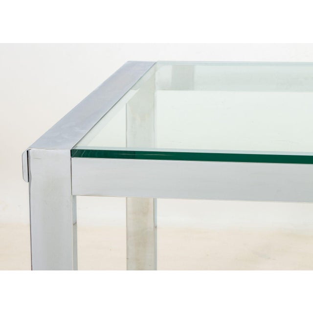 Karl Springer Modern Glass Top Chrome Dining Table For Sale - Image 4 of 5