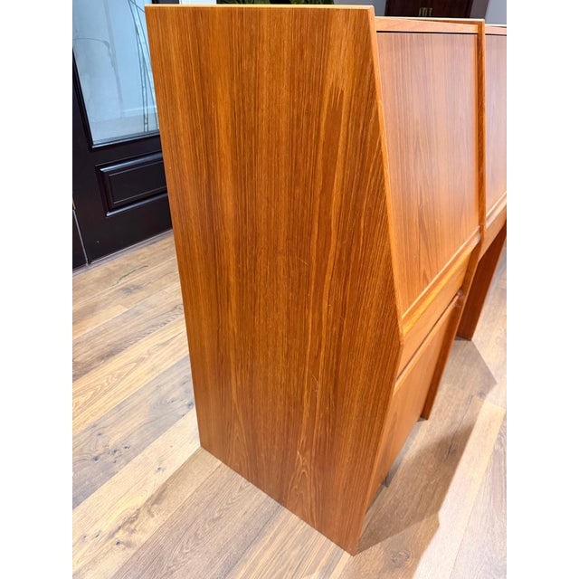 Vintage Danish Modern Teak Drop-Front Cabinet / Desk Cabinet With Hettich Hardware For Sale - Image 13 of 17